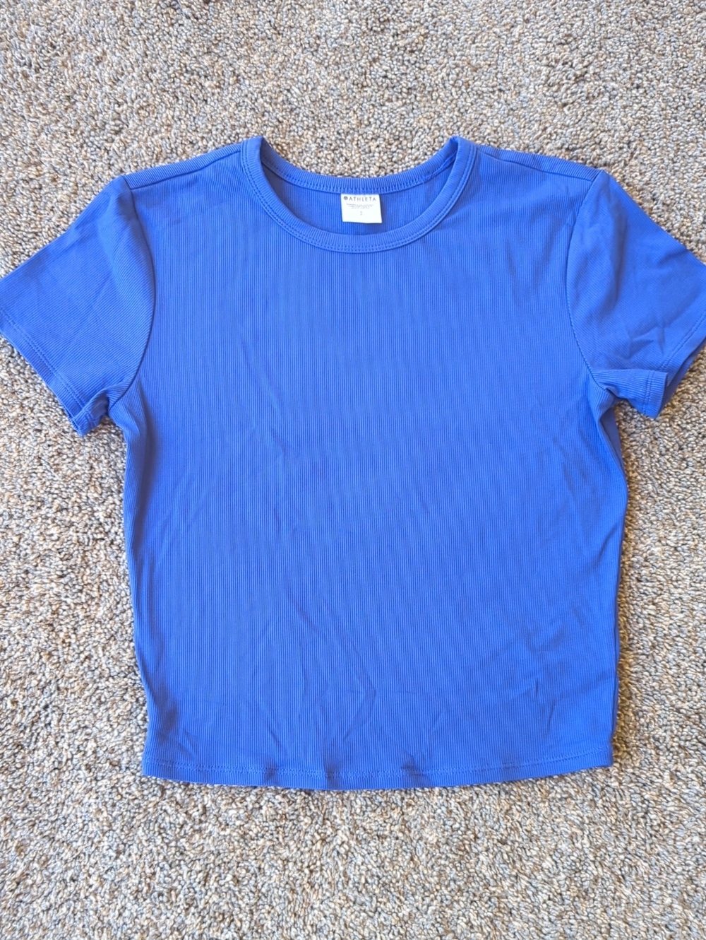 Athleta Signature Rib Crop Tee - Blue S